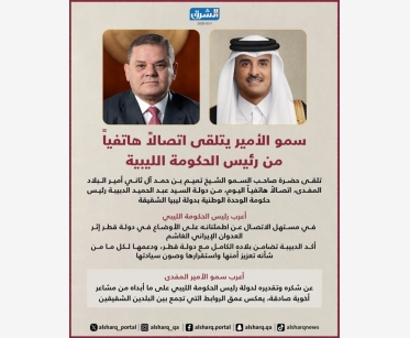 سمو الأمير يتلقى اتصالاً هاتفياً من رئيس الحكومة الليبية