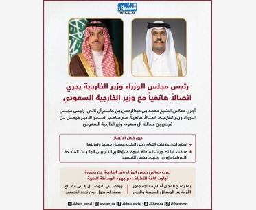 رئيس مجلس الوزراء وزير الخارجية يجري اتصالاً هاتفياً مع وزير الخارجية السعودي
