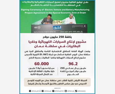 تأسيس مشروع لإنتاج السيارات الكهربائية وخلايا البطاريات في سلطنة عمان بكلفة 250 مليون دولار