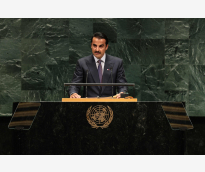حضرة صاحب السمو الشيخ تميم بن حمد آل ثاني أمير البلاد المفدى، في الجلسة الافتتاحية للجمعية العامة لمنظمة الأمم المتحدة في دورتها الحادية والثمانين 