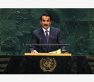 حضرة صاحب السمو الشيخ تميم بن حمد آل ثاني أمير البلاد المفدى، في الجلسة الافتتاحية للجمعية العامة لمنظمة الأمم المتحدة في دورتها الحادية والثمانين 
