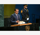 حضرة صاحب السمو الشيخ تميم بن حمد آل ثاني أمير البلاد المفدى، في الجلسة الافتتاحية للجمعية العامة لمنظمة الأمم المتحدة في دورتها الحادية والثمانين