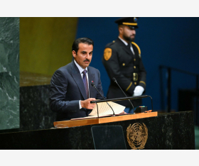 حضرة صاحب السمو الشيخ تميم بن حمد آل ثاني أمير البلاد المفدى، في الجلسة الافتتاحية للجمعية العامة لمنظمة الأمم المتحدة في دورتها الحادية والثمانين