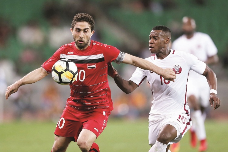 من مباراة قطر وسوريا في بطولة الصداقة الدولية الودية