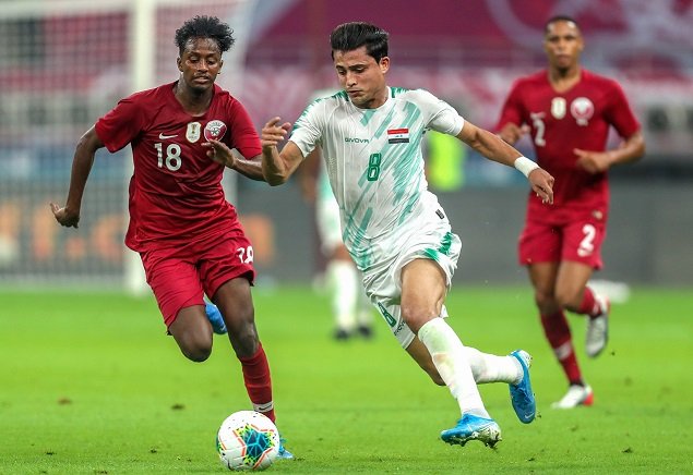 جانب من مباراة قطر والعراق